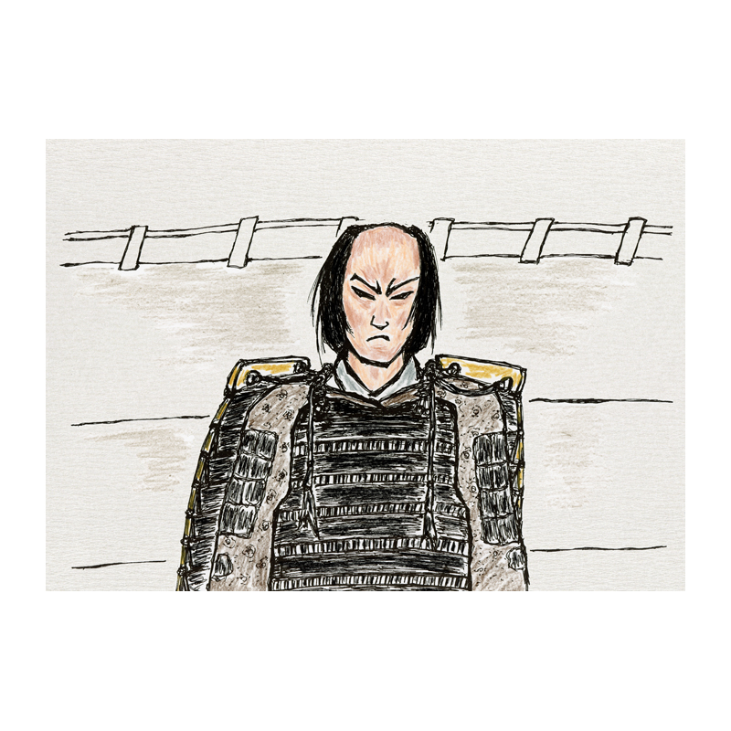 時代物イラスト　戦国時代　桶狭間の合戦にて今川義元が討たれた事を知る松平元康