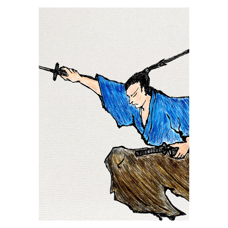 時代物イラスト.時代物イラストレーター,時代物イラストレーター荒井浩之進,侍,samurai,抜刀, illustration