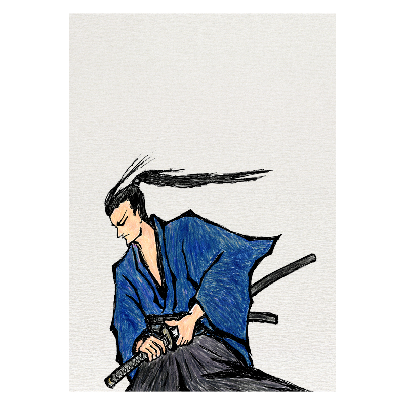 時代物イラスト.時代物イラストレーター,時代物イラストレーター荒井浩之進,侍,samurai,抜刀, illustration