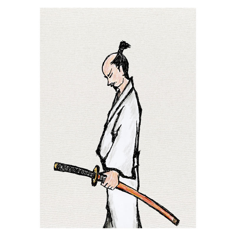 時代物イラスト.時代物イラストレーター,時代物イラストレーター荒井浩之進,侍,samurai,抜刀, illustration