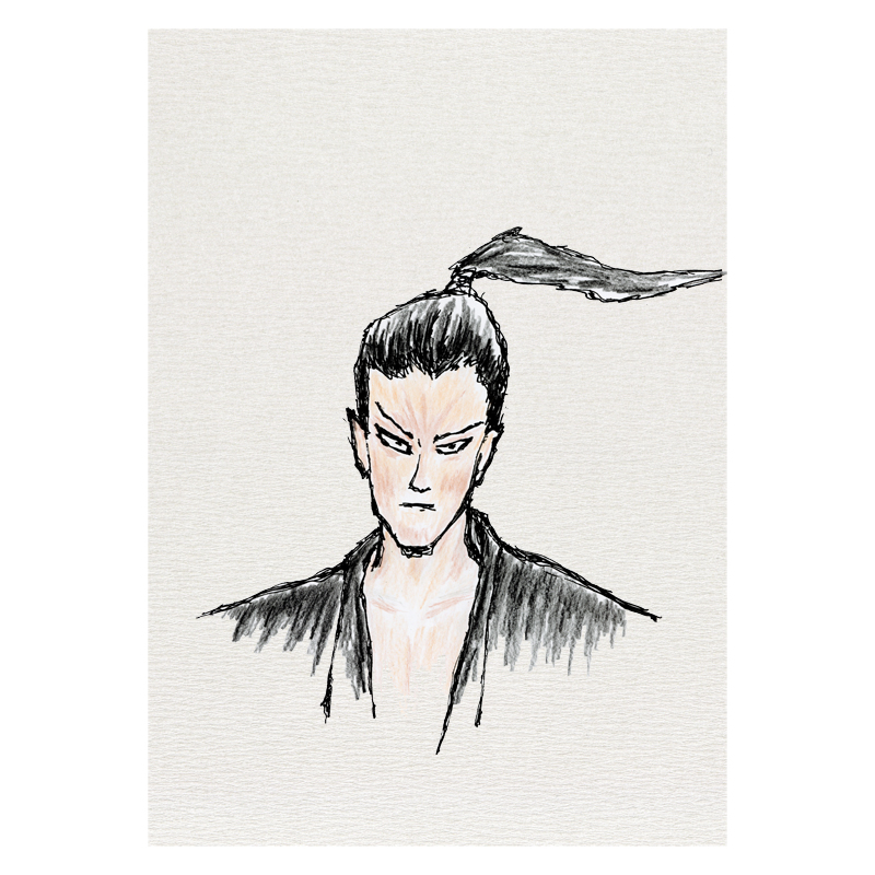 時代物イラスト.時代物イラストレーター,時代物イラストレーター荒井浩之進,侍,samurai,抜刀, illustration